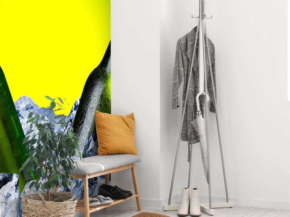 Groene bierflesjes met een groene achtergrond