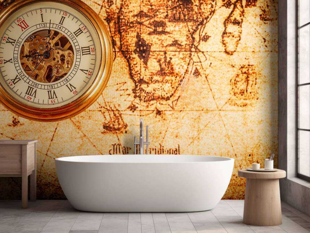 Zakhorloge op een wereldkaart