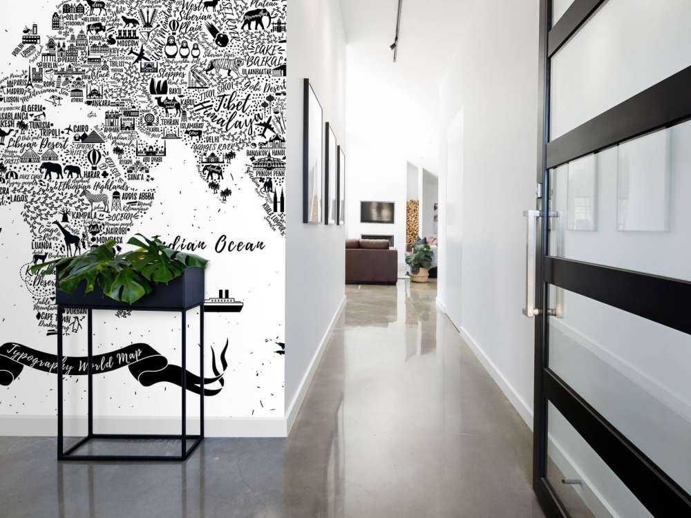 Wereldkaart in zwart-wit