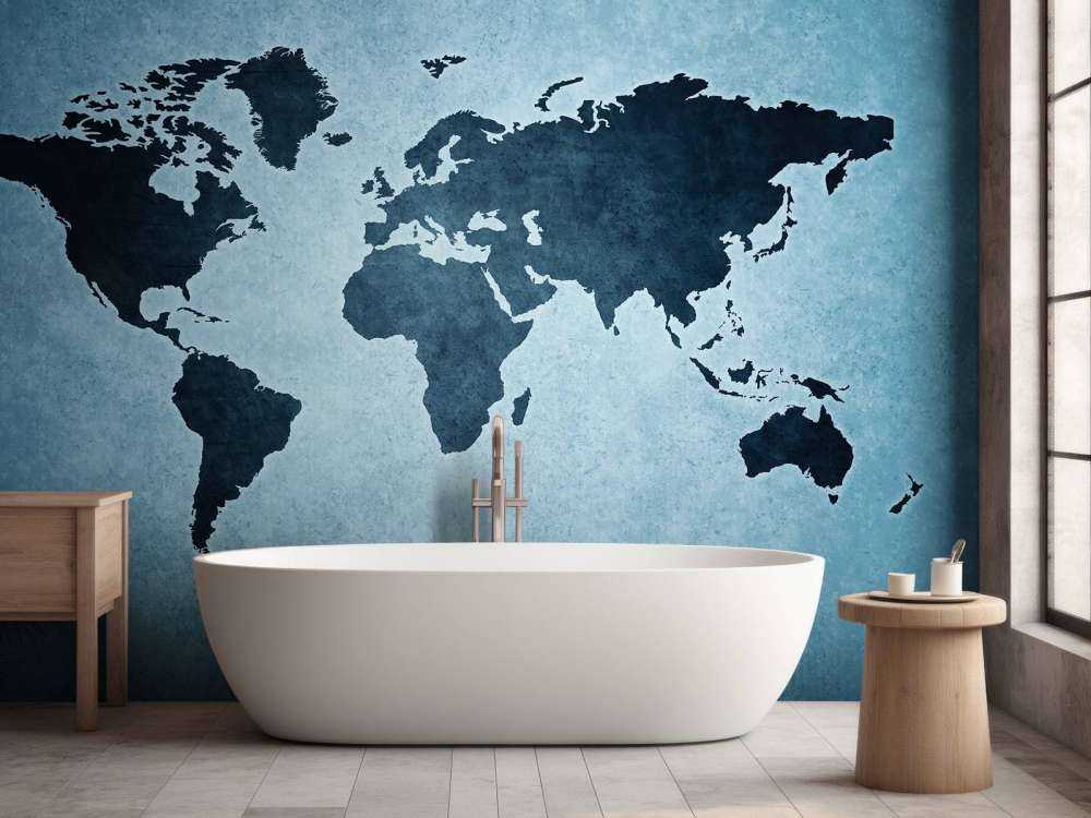 Blauwe wereldkaart