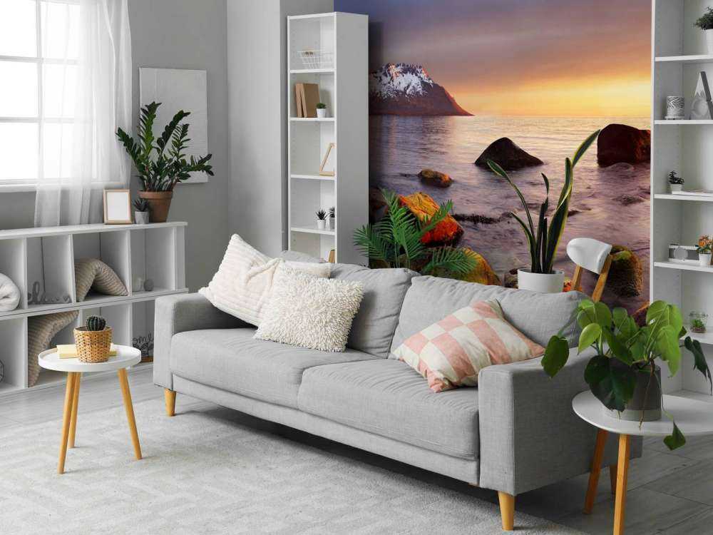 Zonsondergang aan de kust van Noorwegen