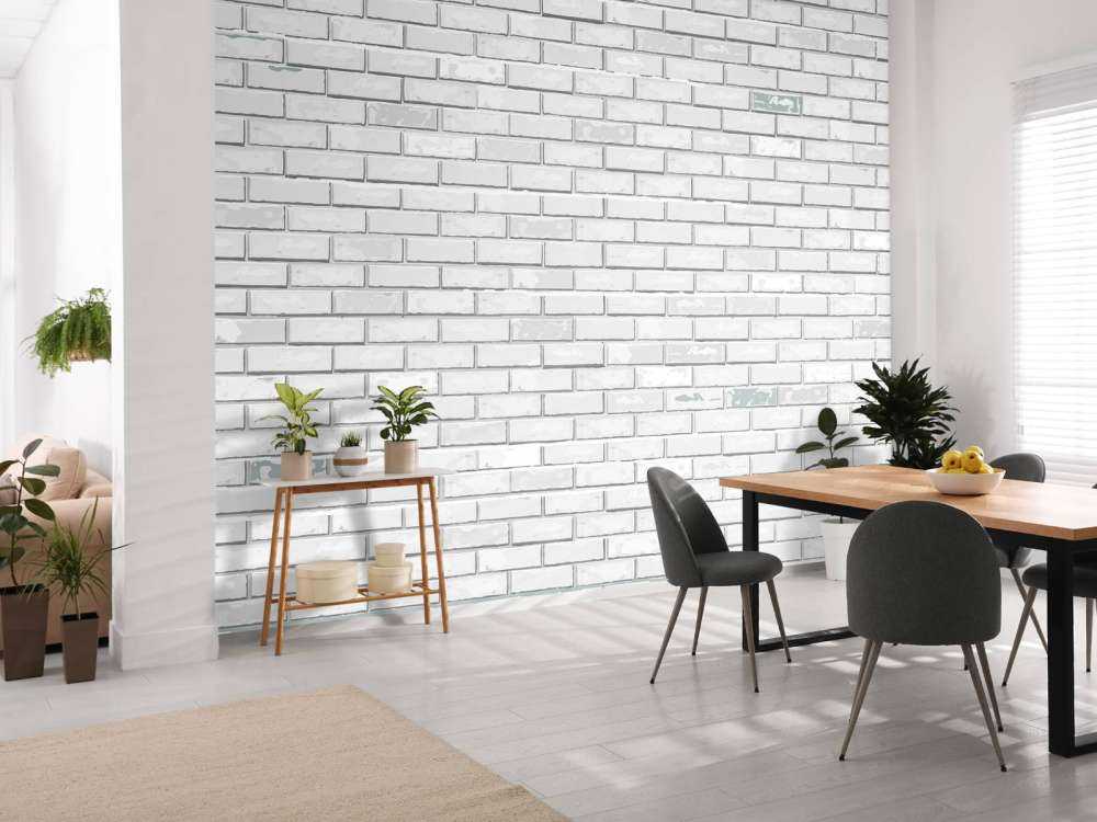 Witte bakstenen muur