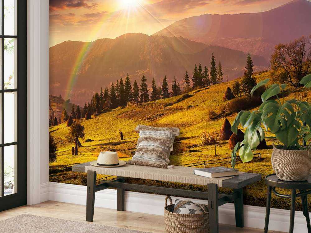 Hooibergen in berglandschap