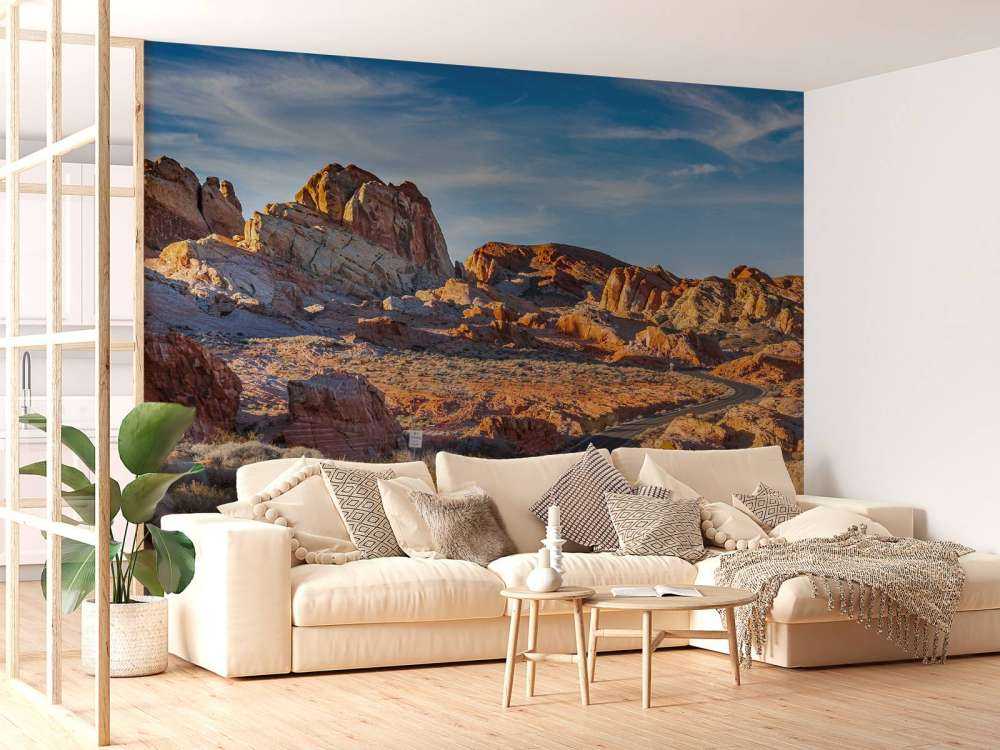 Weg door de Nevada woestijn