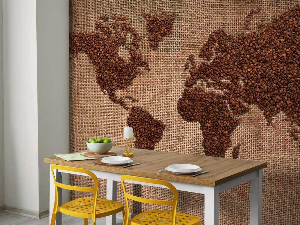 Wereldkaart van koffiebonen