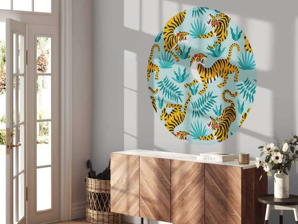 Tijger print met een blauwe achtergrond