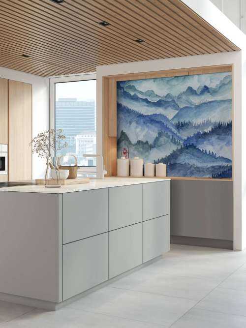 Blauwe bergen illustratie 