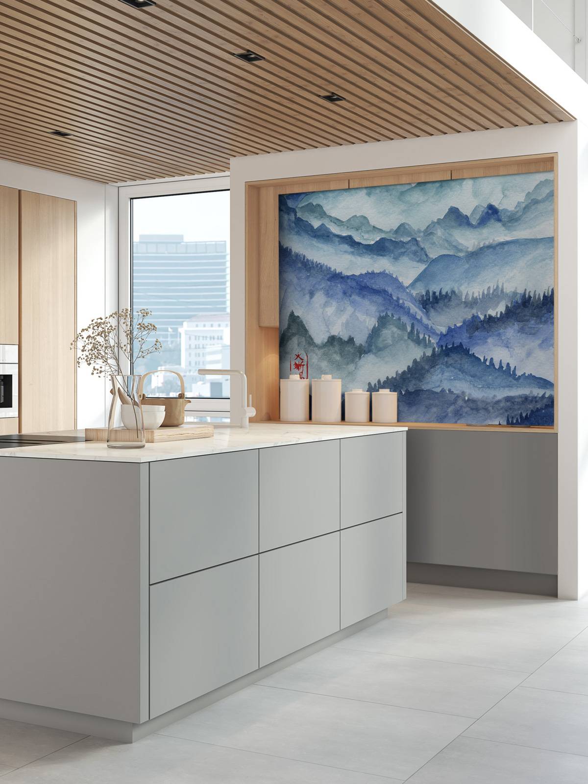 Blauwe bergen illustratie 