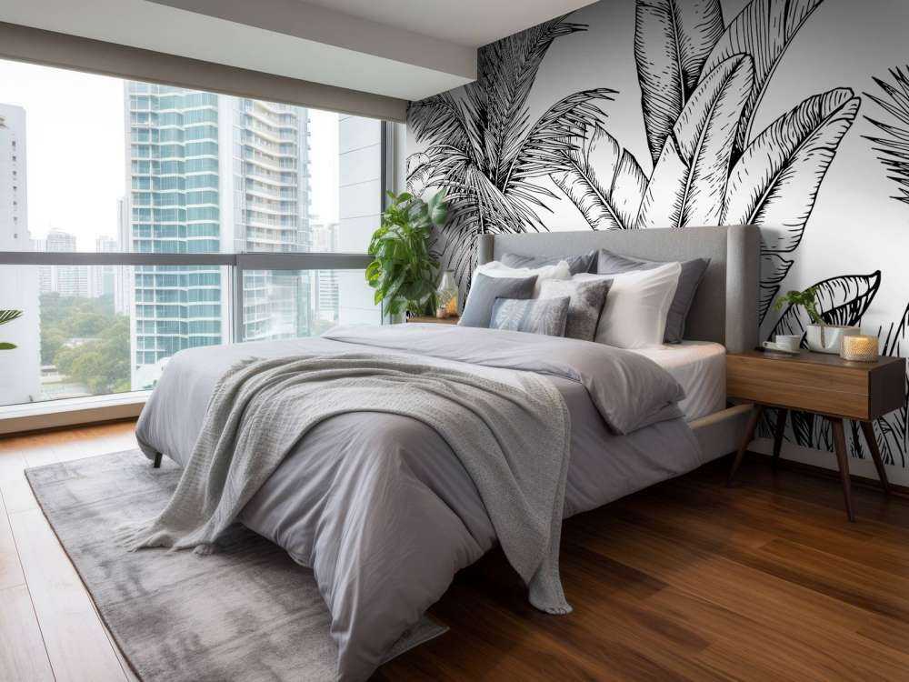 Tropische zwart-witte planten