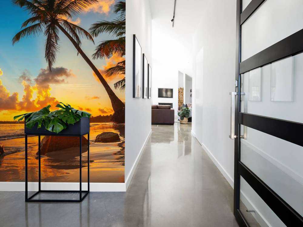 Zonsondergang met palmbomen