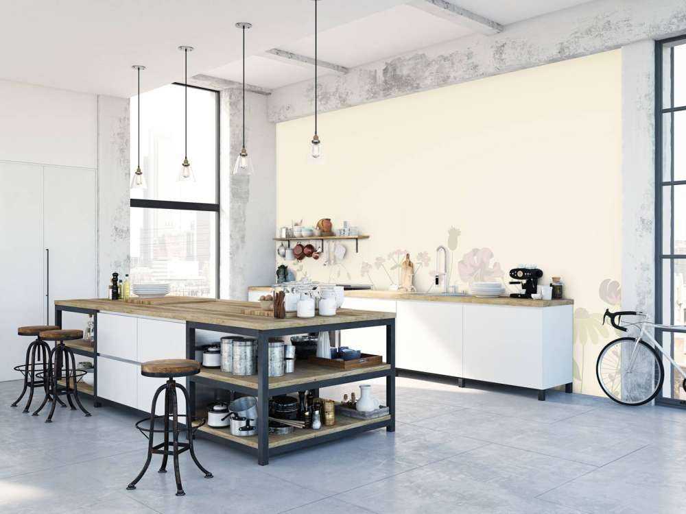 Bloemenveld beige en oud roze