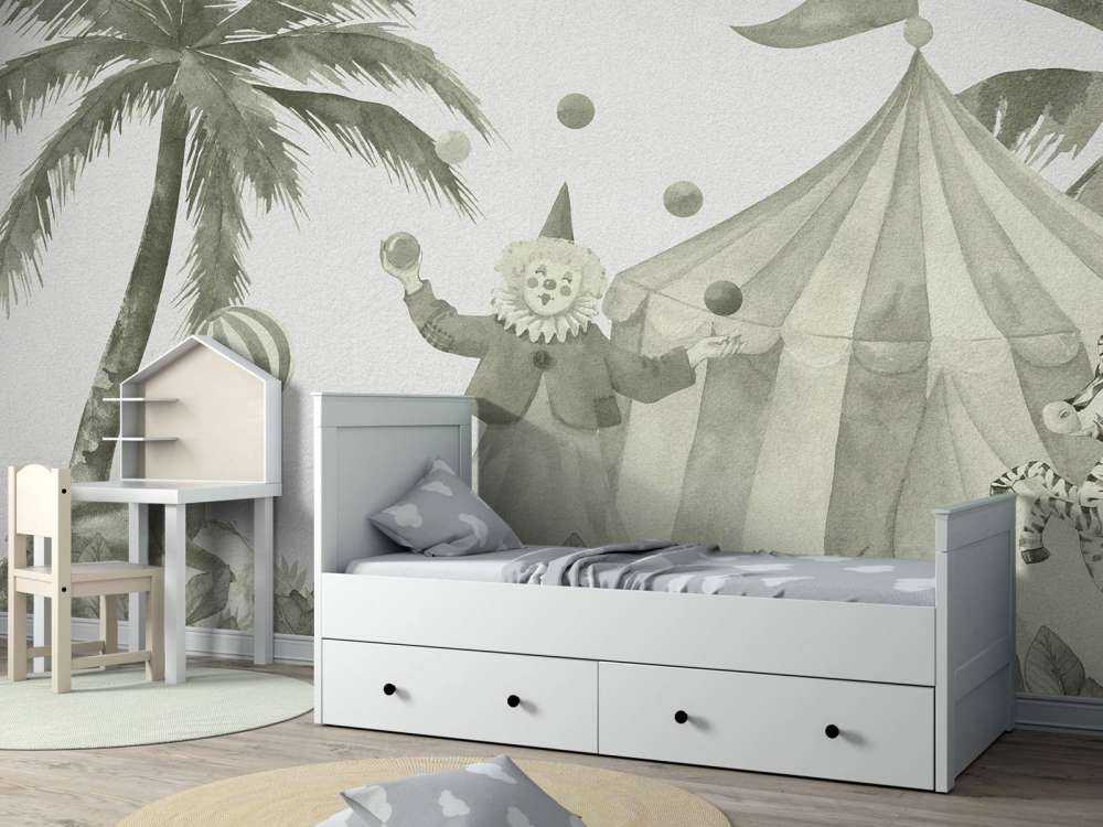 Vrolijke circus dieren in groen