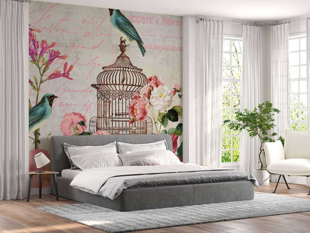 Birds and flowers vintage art
