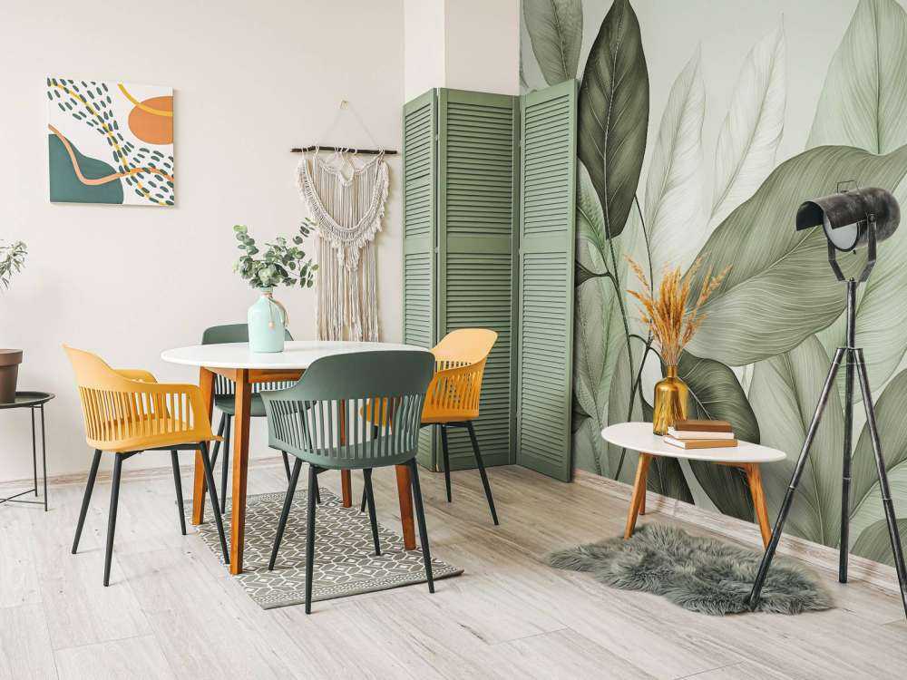 Soft botanical foliage green tranquility