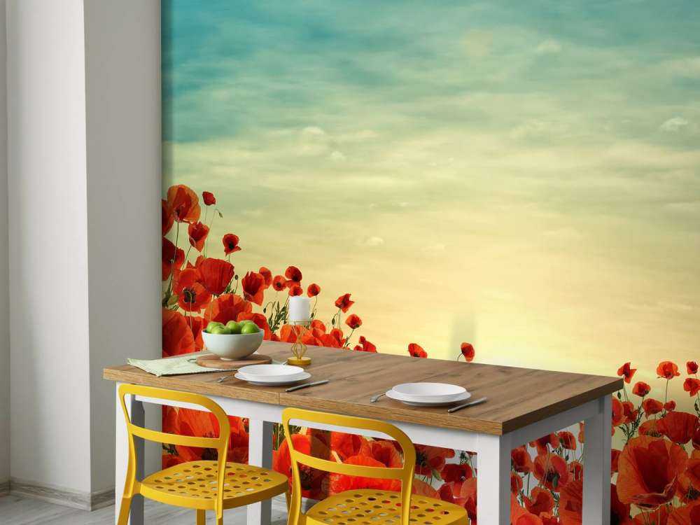 Klaprozen met zonsondergang