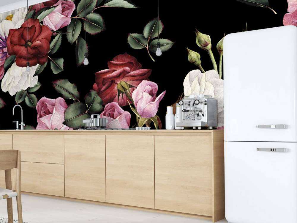 Rozen print met donkere achtergrond