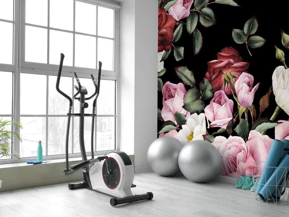 Rozen print met donkere achtergrond