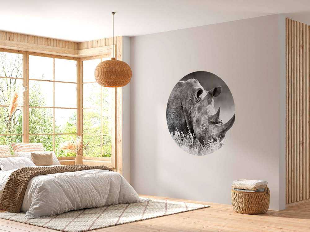 Neushoorn in zwart-wit
