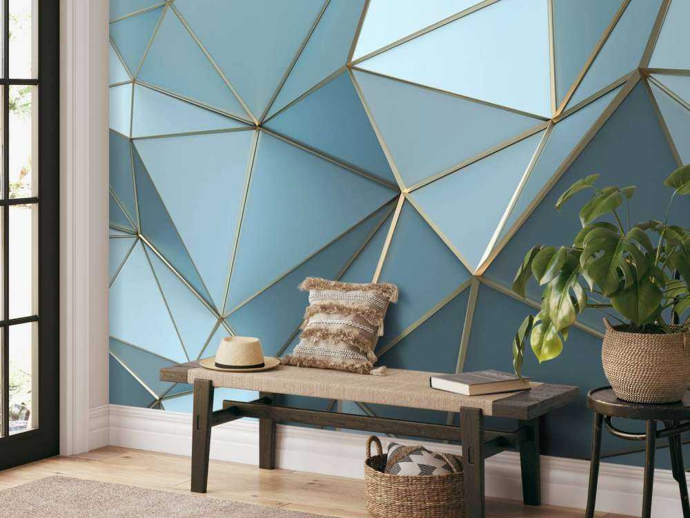 Driehoekige textuur in het blauw