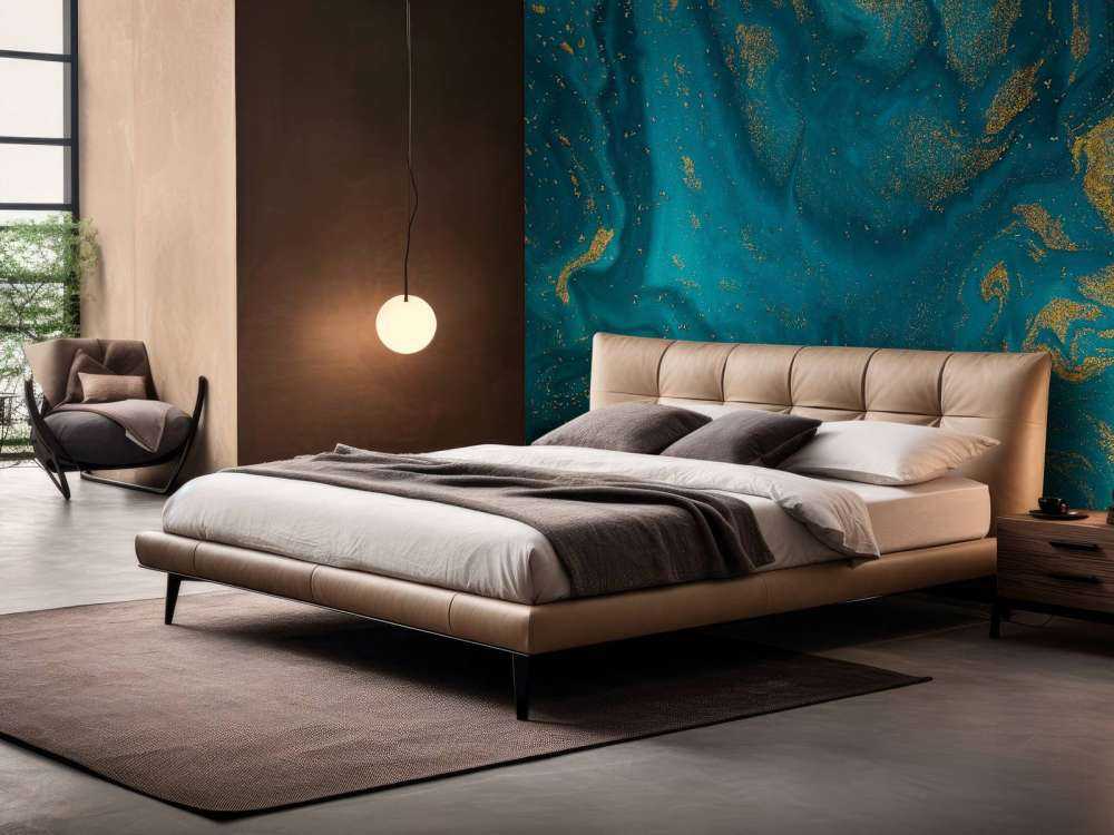 Blauwe verf met gouden glitter poeder