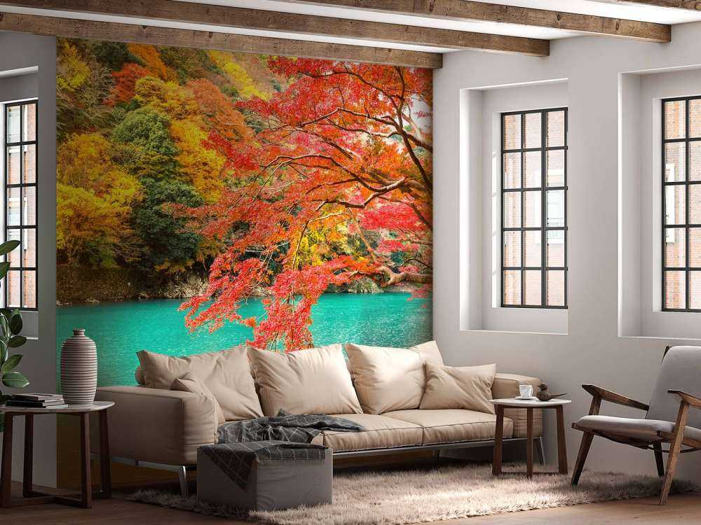 Rivier in Arashiyama in het herfstseizoen