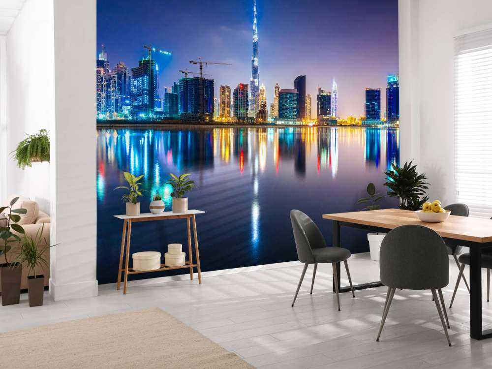 Dubai verlicht in de avond