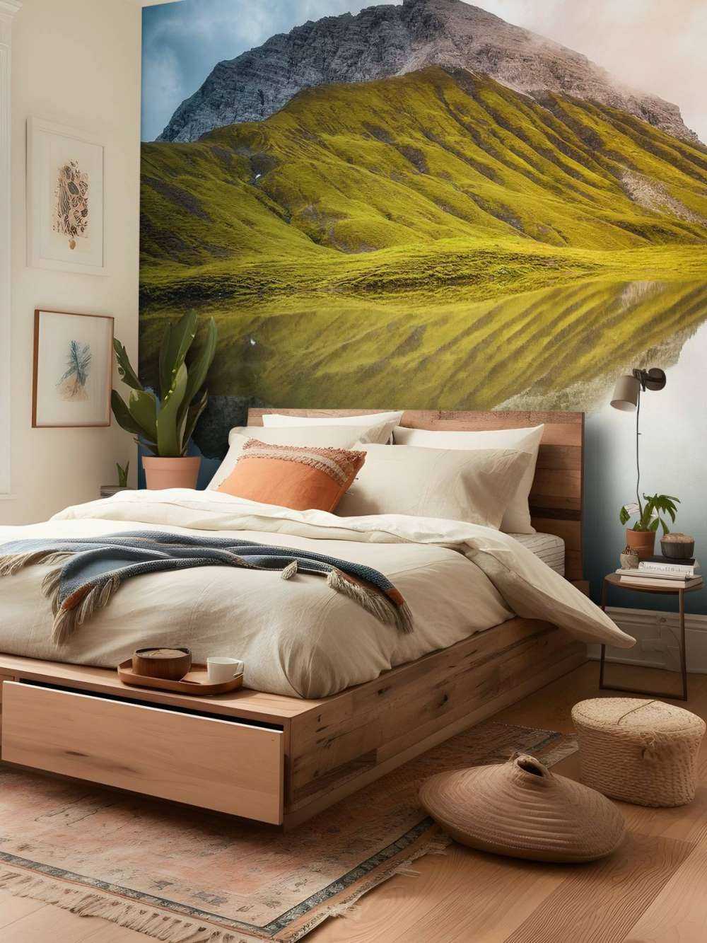 Bergtop weerspiegeld in ochtendlicht