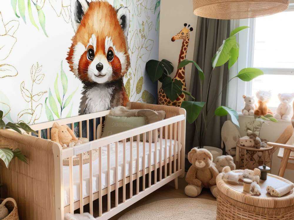 Schattige rode panda en bladeren