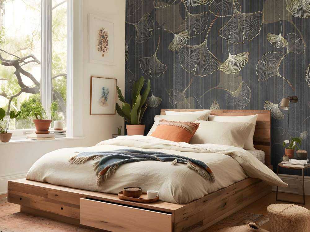 Ginkgo blaadjes in gouden nevel