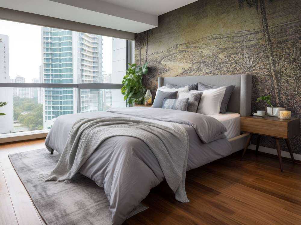 Tropisch rivierlandschap bij zonsondergang