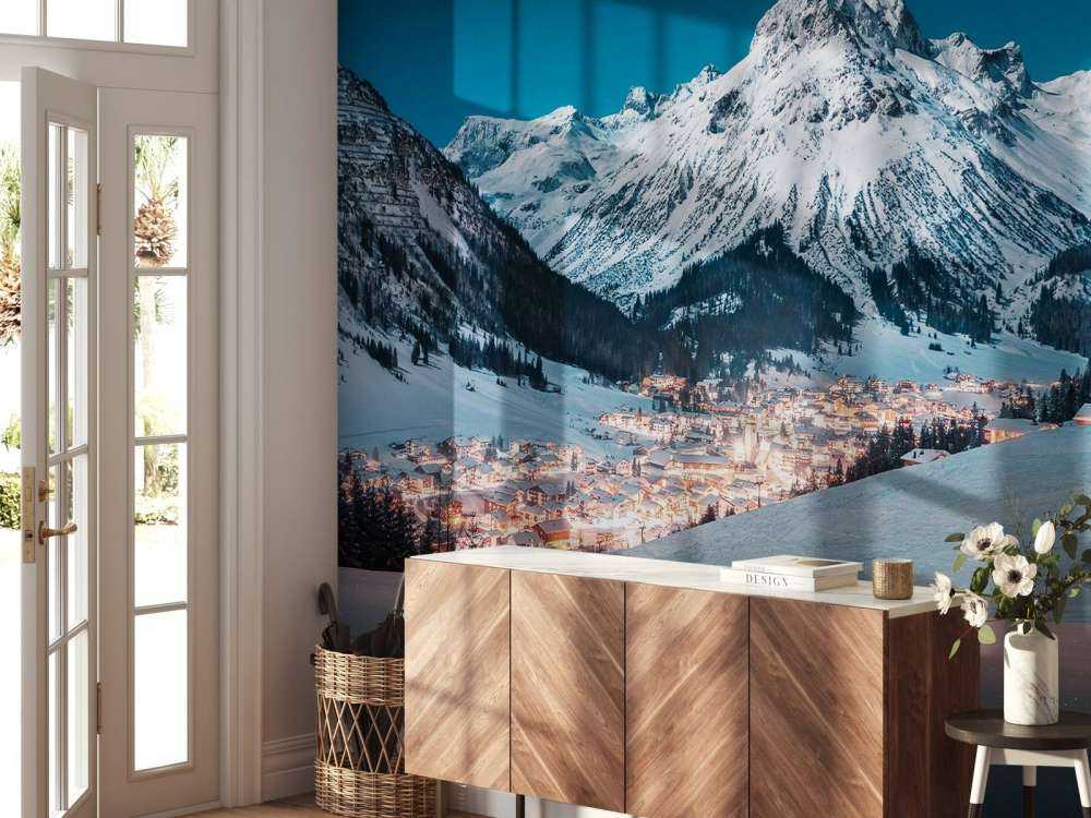 Alpendorp in winterse avondrust