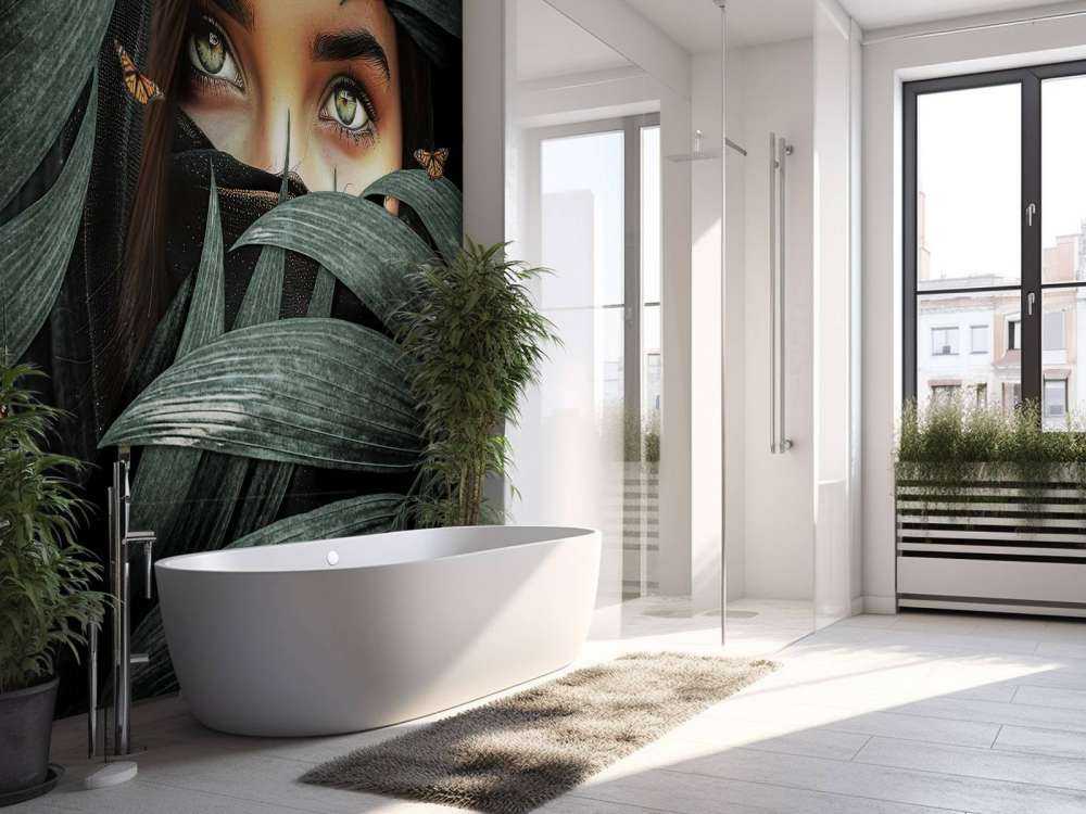 Groene blik tussen palmen