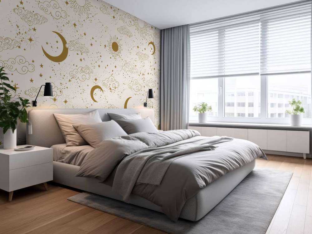 Zon maan en wolken in goud