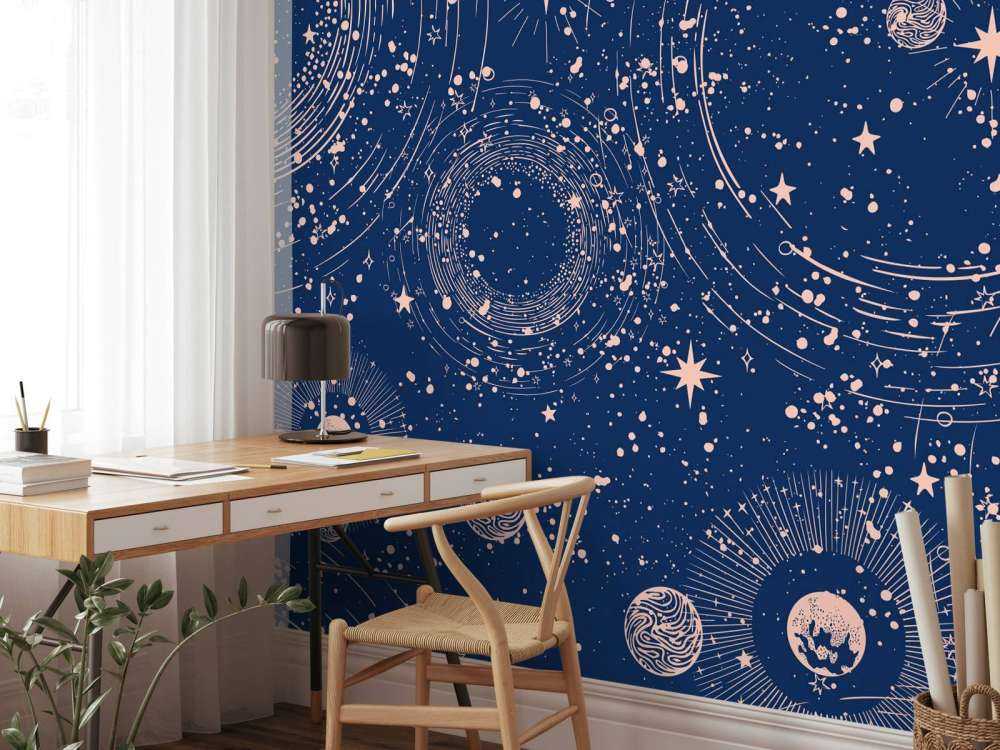 Planetenregen in middernachtblauw