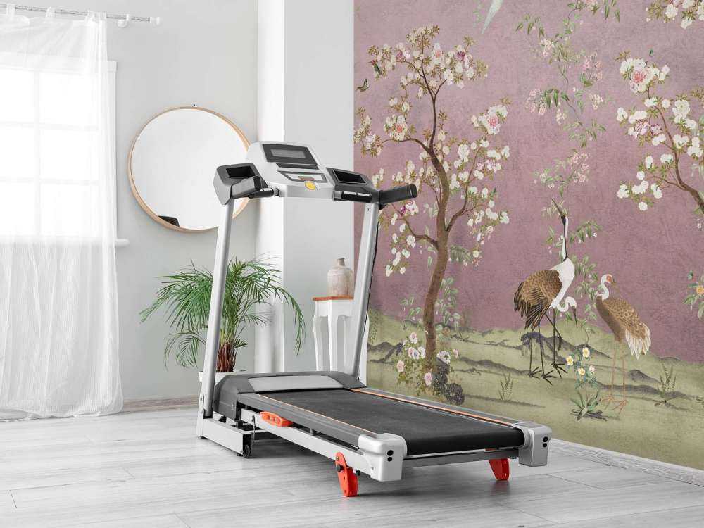 Kraanvogels onder bloesemroze hemel