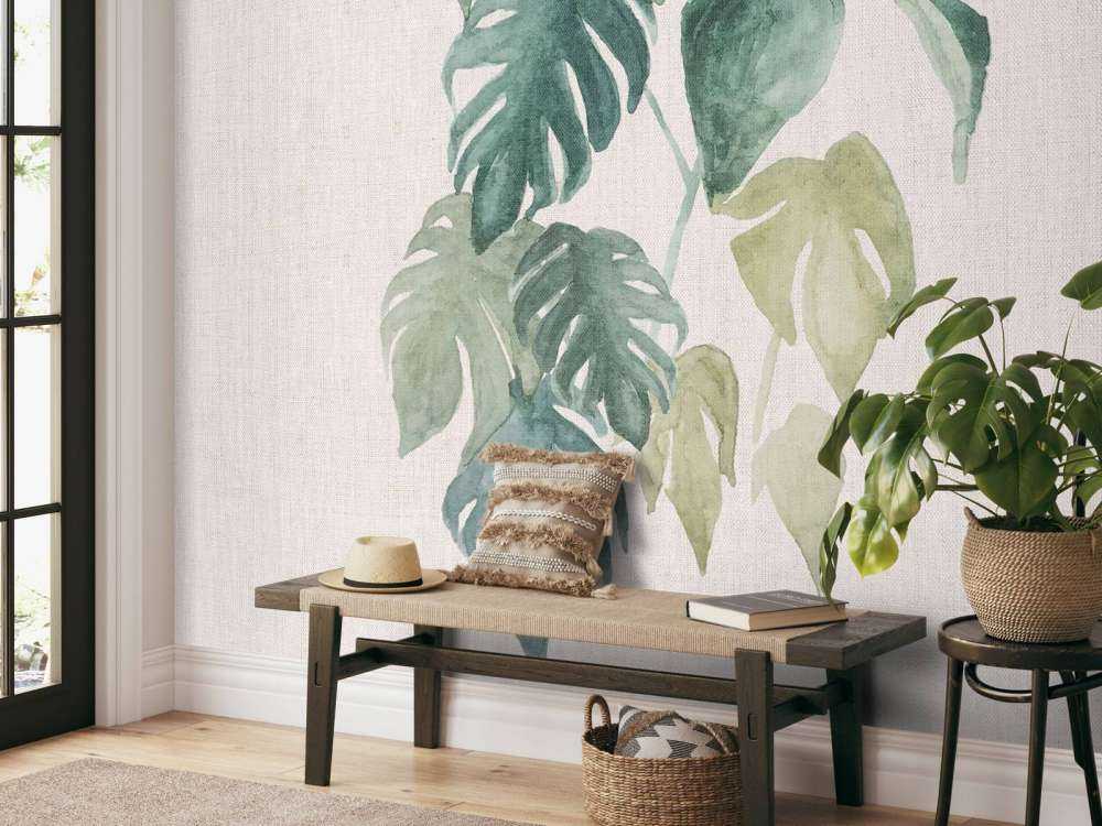 Aquarelbladeren in tropische tonen