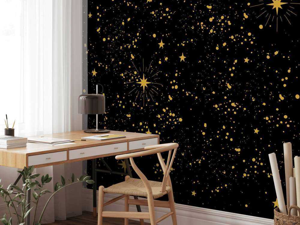 Gouden sterrenregen op zwart