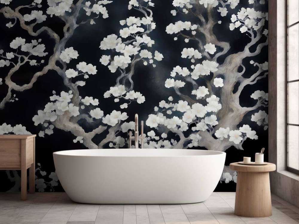 Wonderful blooming forest - black