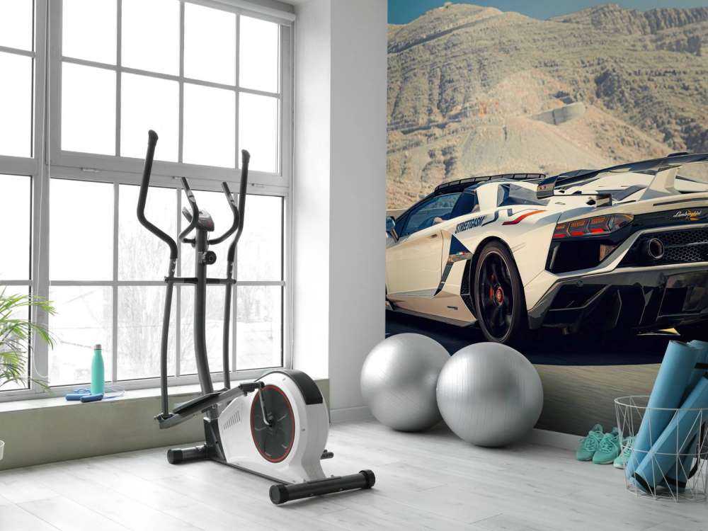 Witte supercar op bergpas