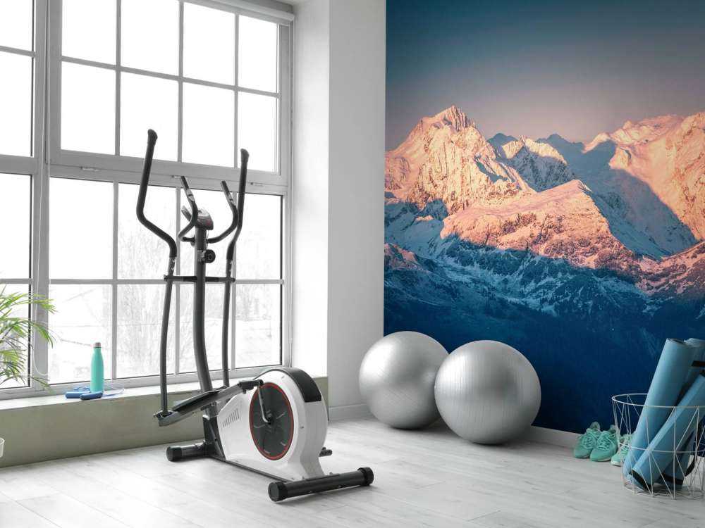 Ochtendlicht op besneeuwde bergtoppen