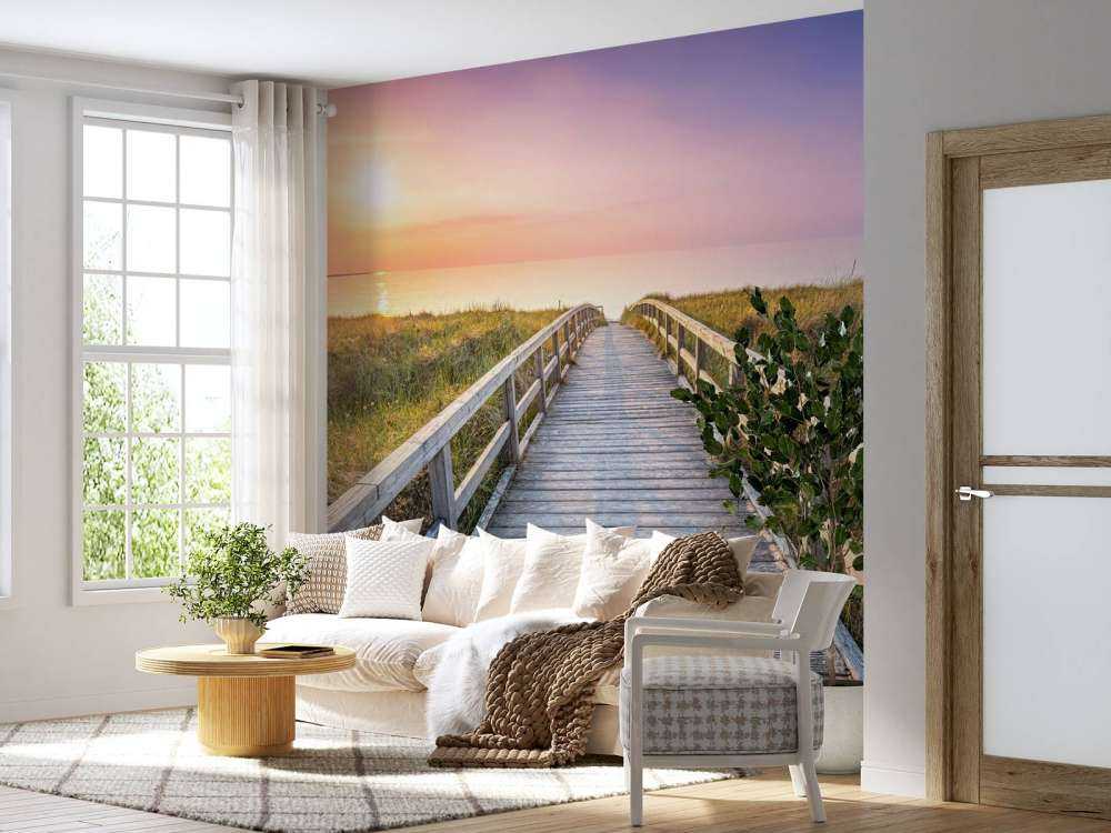 Strand bij zonsondergang