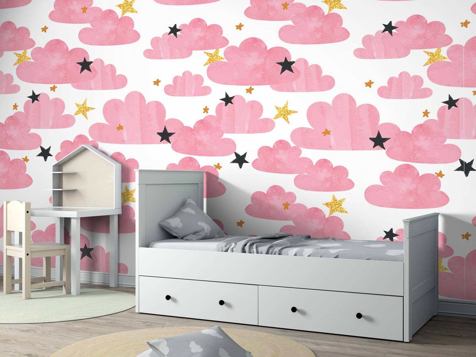 Waterverf wolken, roze
