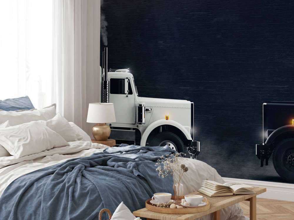 Zwarte en witte truck