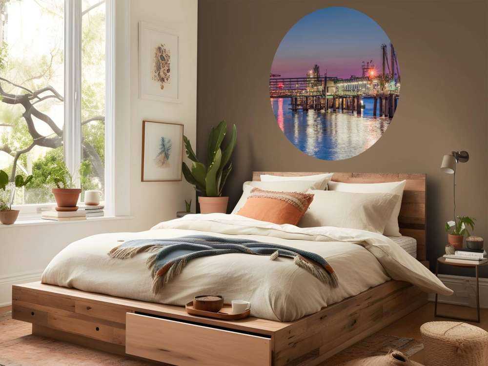 Haven van Antwerpen bij zonsondergang