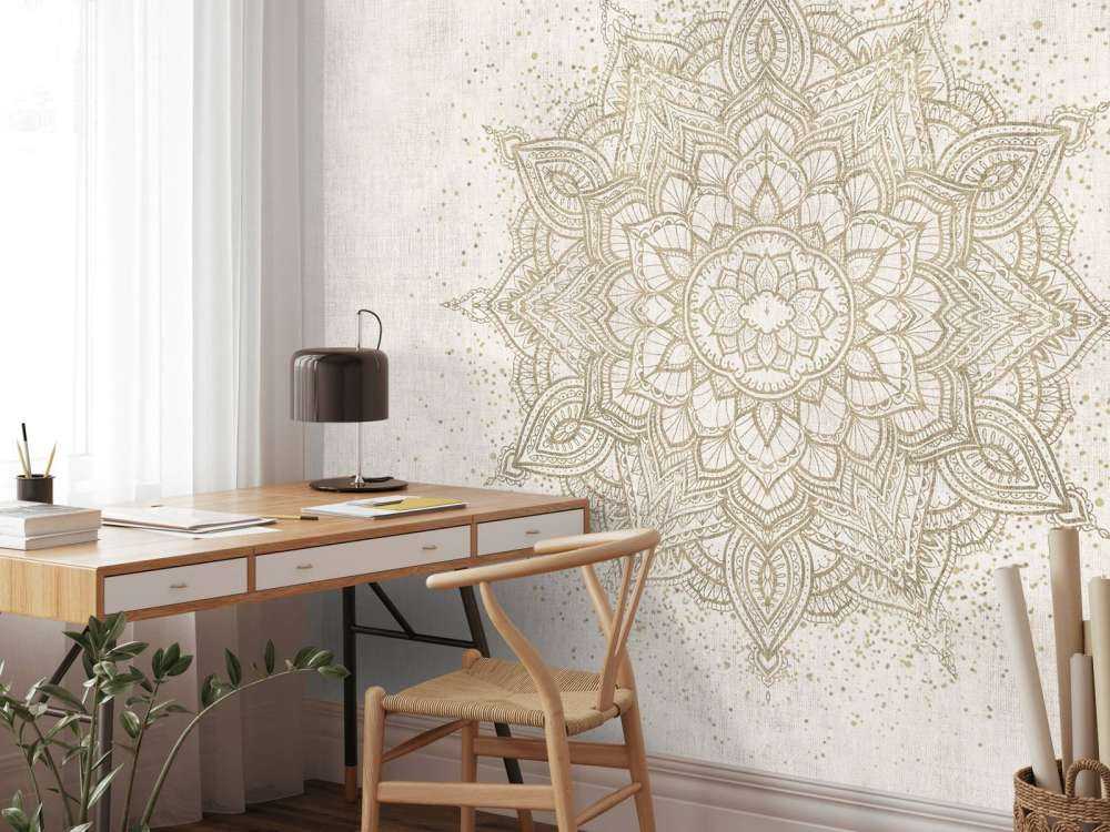 Golden Sparkling Mandala - beige
