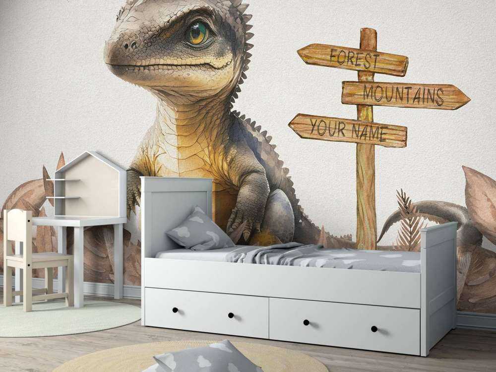 Baby spinosaurus in de jungle taupe