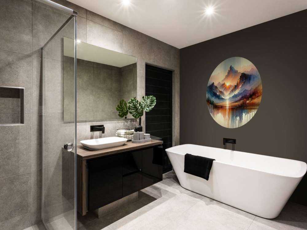 Watercolor Abstract Mountains Landscape