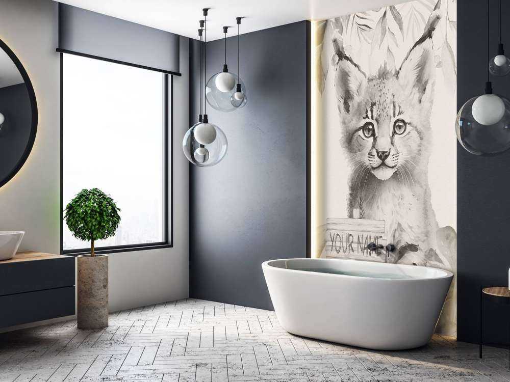 Baby lynx in de jungle beige