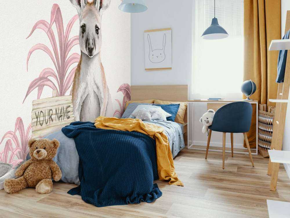 Jonge kangeroe in de jungle roze