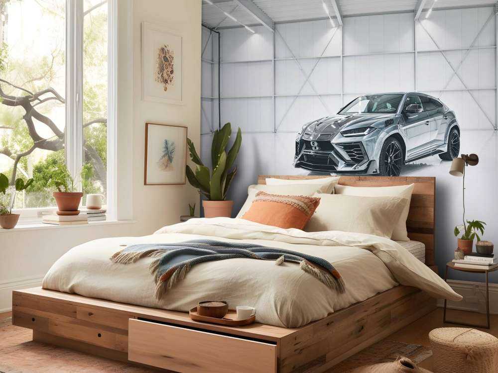 Lamborghini in witte hal